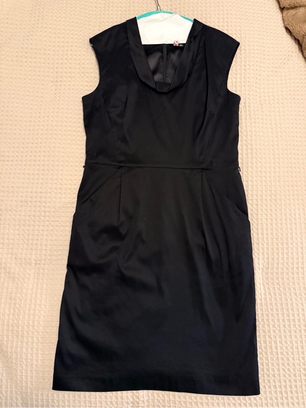 Ann Taylor Black Sleeveless Midi Dress with Scoop Detail